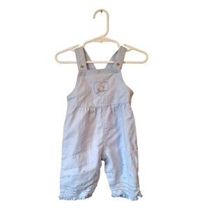 Vintage Carter's Light Blue Floral Embroidery Overalls Size 6M